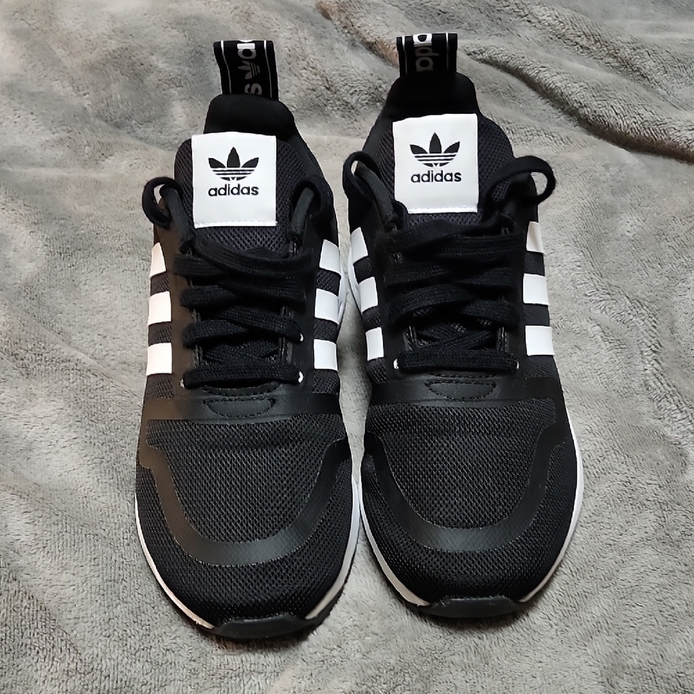 Adidas Men's Black and White Striped Sneakers